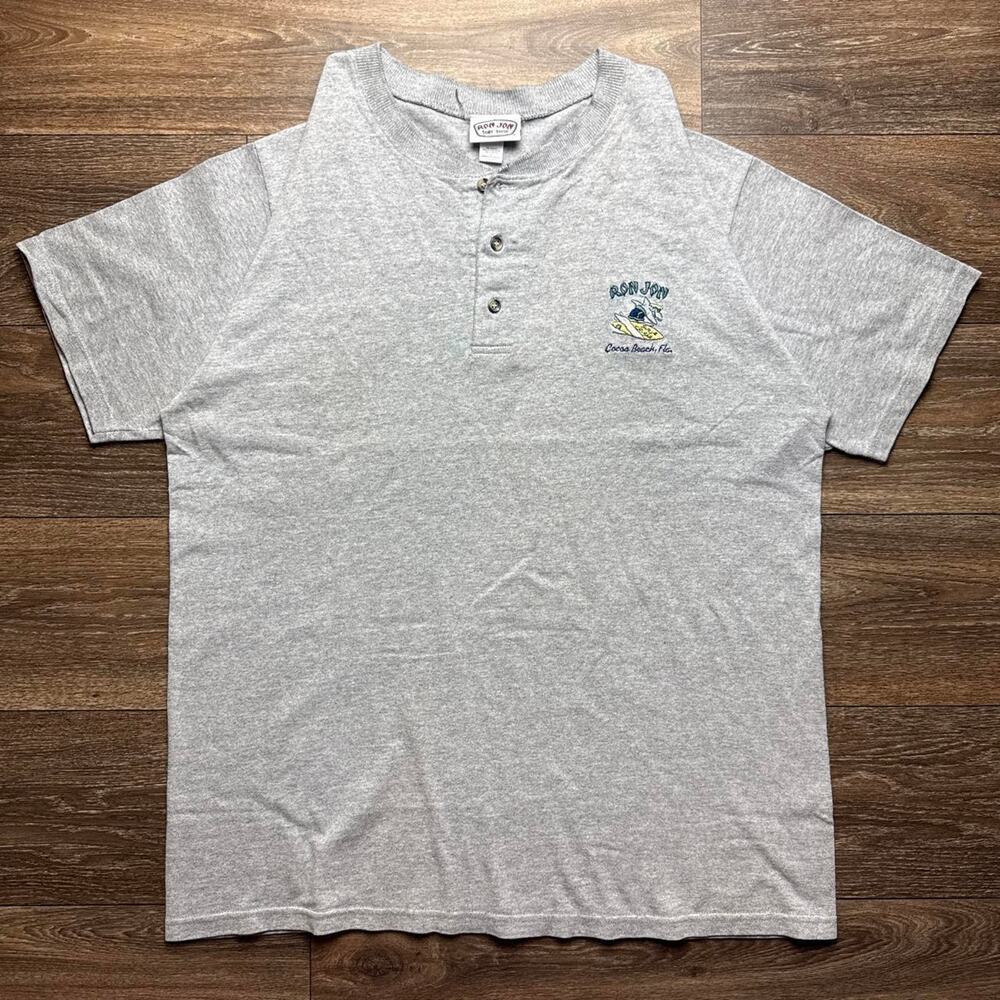 Grey Vintage 1990s Ron Jon Tee; Embroidered Logo